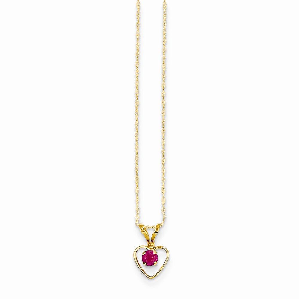 14K Madi K 3mm Ruby Heart Birthstone Necklace Main image