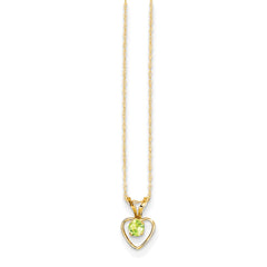 14K Madi K 3mm Peridot Heart Birthstone Necklace