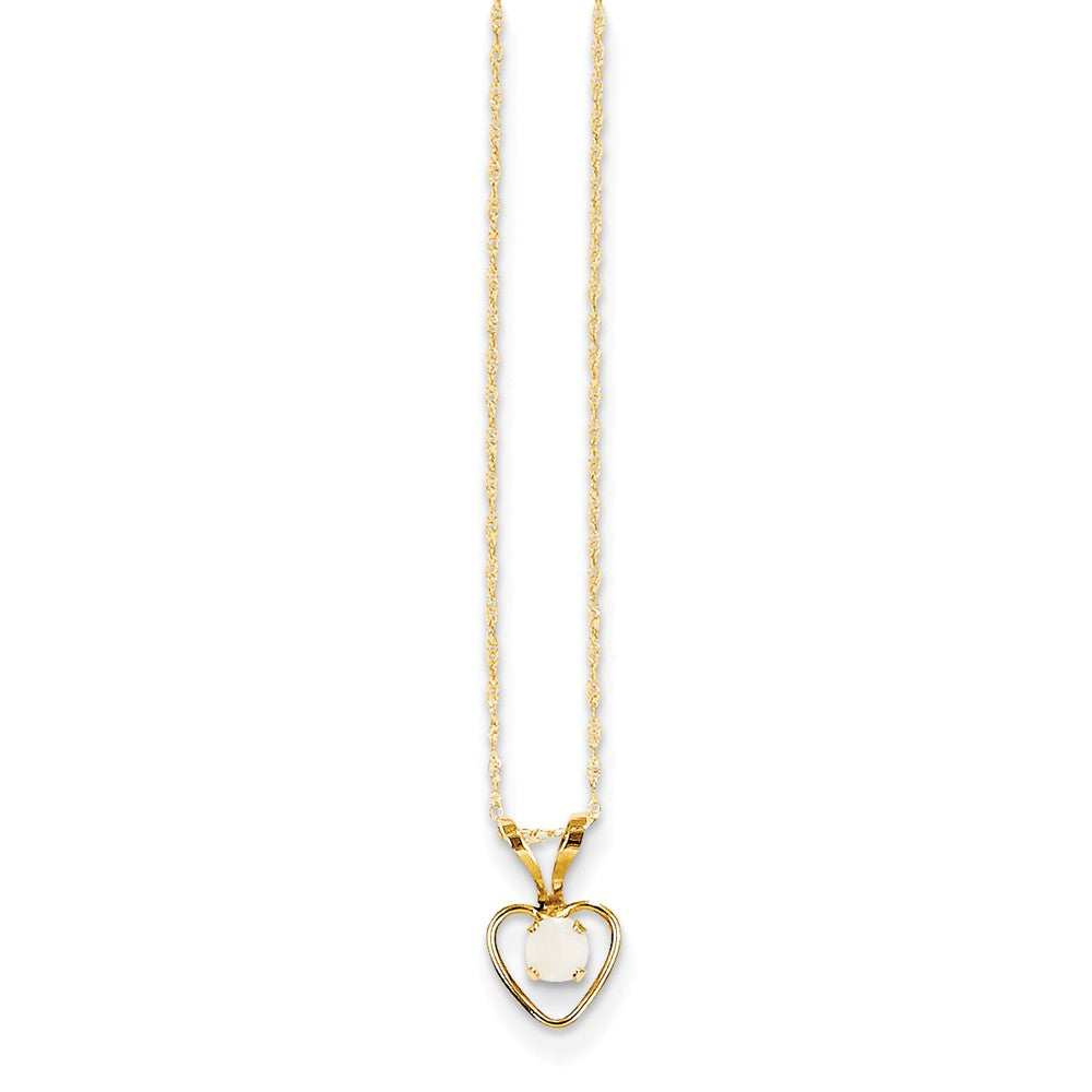 14K Yellow Gold Madi K 3mm Opal Heart Necklace