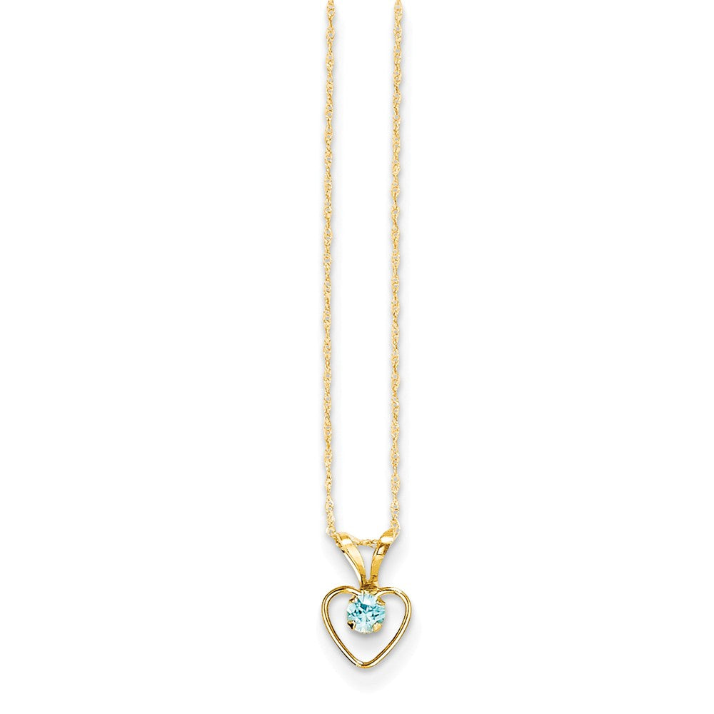 14K Madi K 3mm Blue Zircon Heart Birthstone Necklace Main image