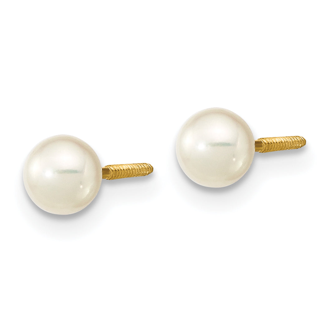 14K Gold Freshwater Pearl Stud Earrings with Screw Back Elegant and Nickel-Free Secondary image