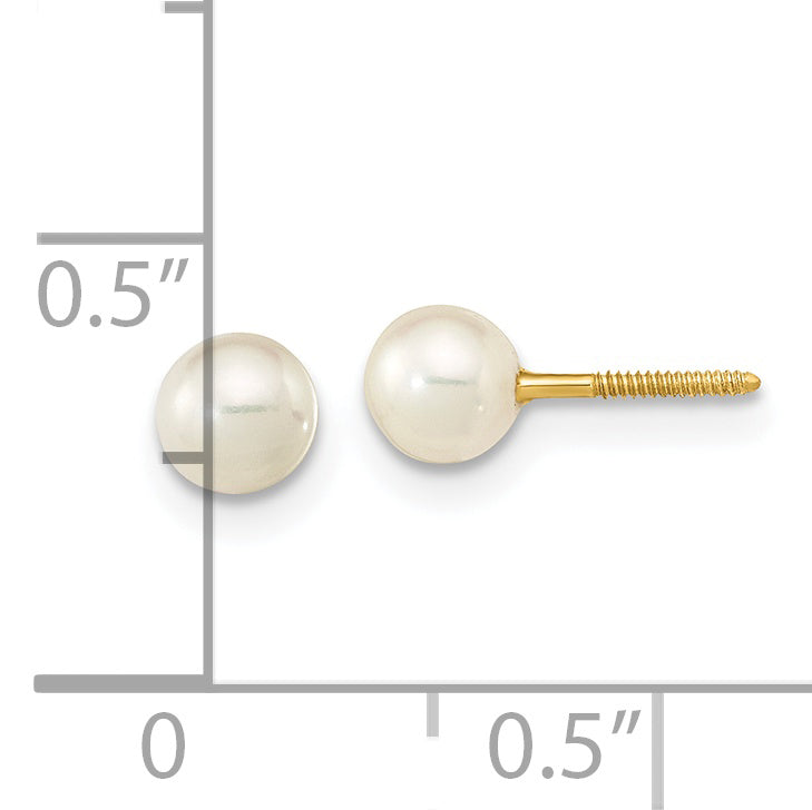14K Gold Freshwater Pearl Stud Earrings with Screw Back Elegant and Nickel-Free