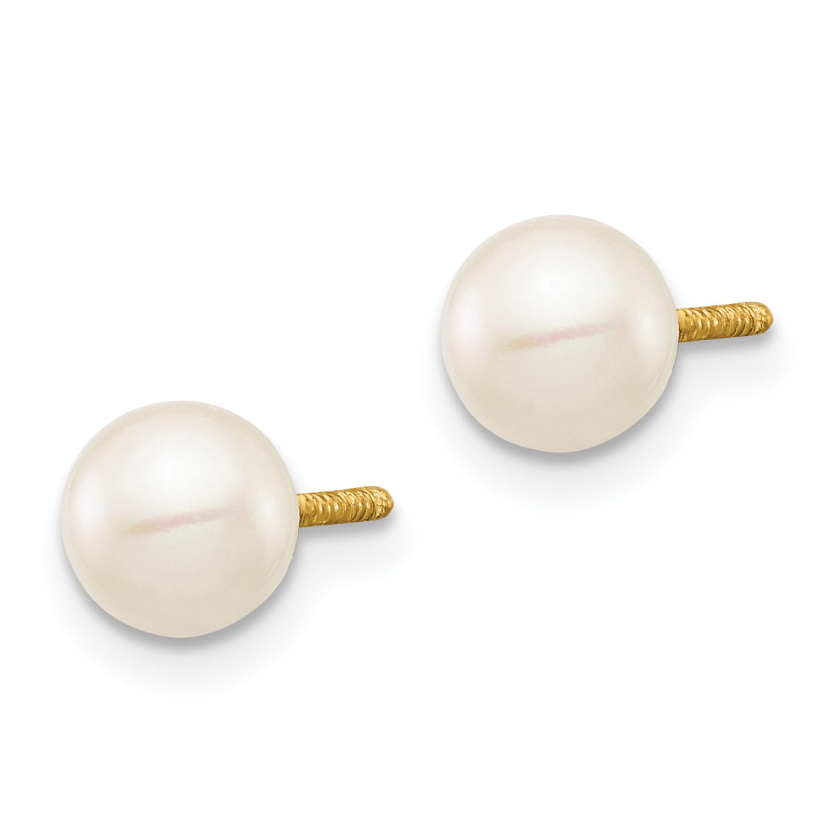 14k Madi K 5-6mm White Near Round Freshwater Cultured Pearl Post Earrings