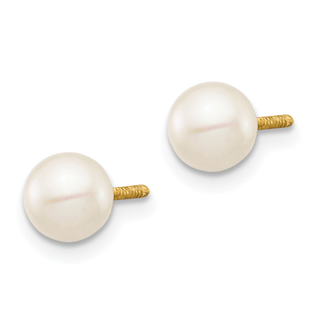 14K Yellow Gold Freshwater Pearl Earrings with Polished Finish Elegant & Nickel Free
