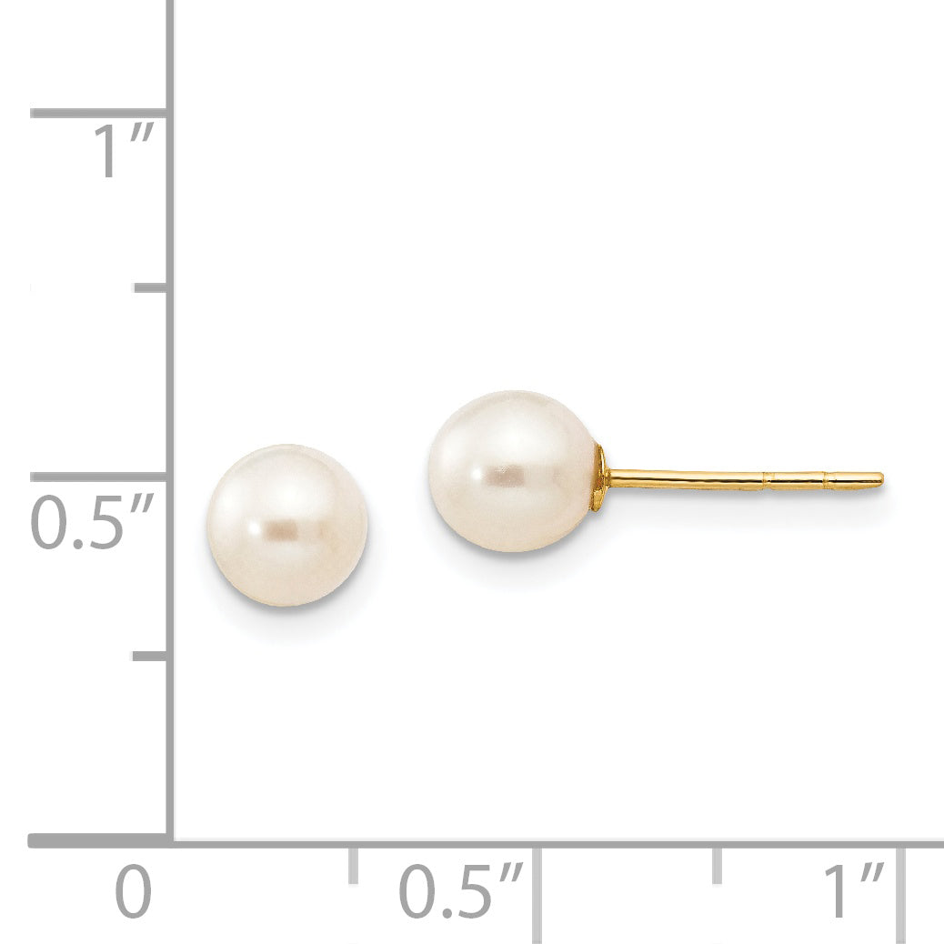14K Yellow Gold Freshwater Pearl Earrings with Polished Finish Elegant & Nickel Free