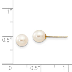 14k Madi K 5-6mm White Near Round Freshwater Cultured Pearl Post Earrings