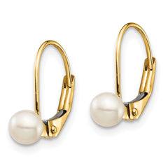 14K Madi K 4-5mm White Round FW Cultured Pearl Leverback Earrings