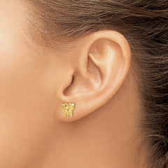 14K Gold Butterfly Earrings with Polished Finish and Screw Back