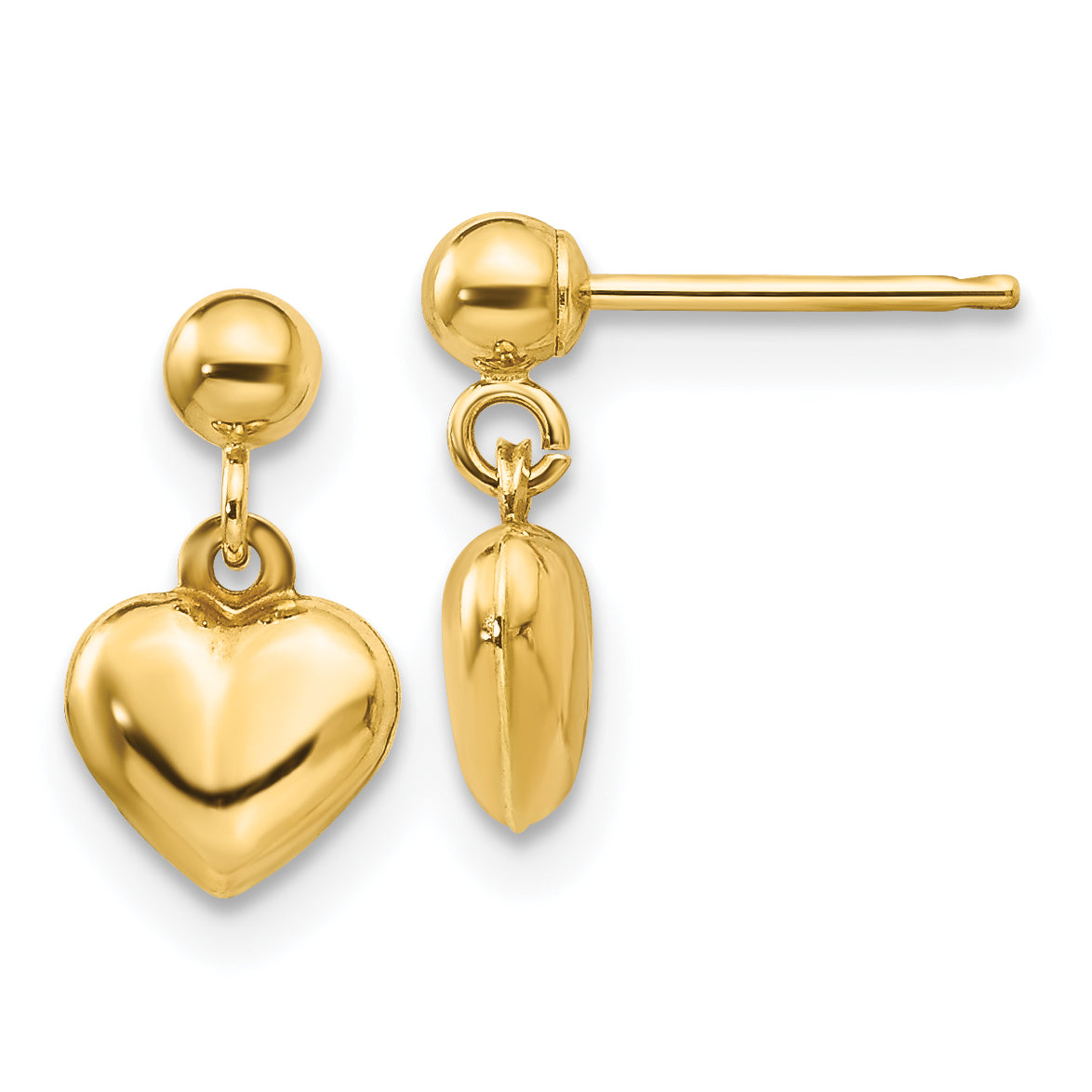 14k Madi K Puffed Heart Post Dangle Earrings Main image