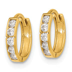 14K Gold Hinged Hoop Earrings with Cubic Zirconia Polished & Nickel-Free