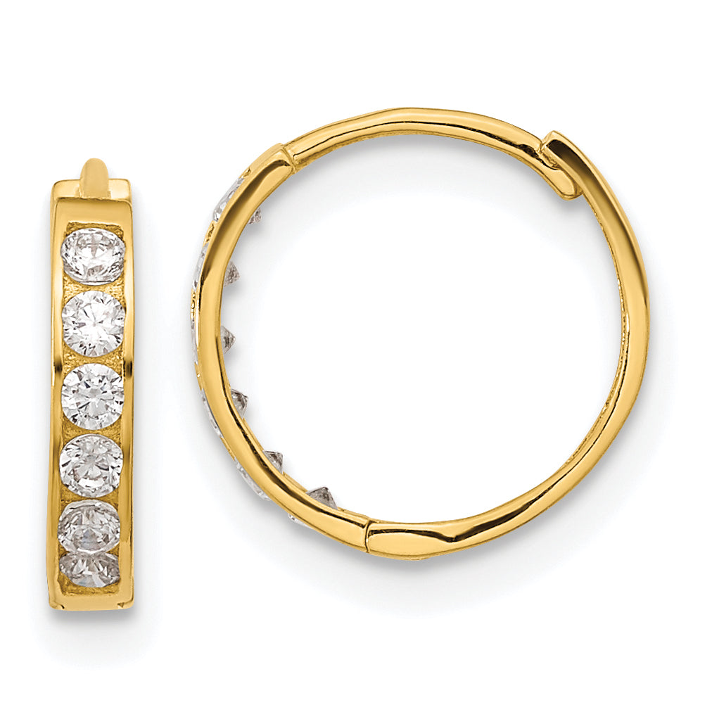 14k Madi K CZ Hinged Hoop Earrings Main image