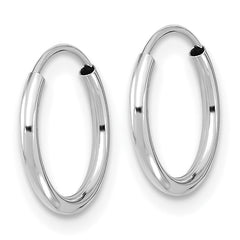 14K White Gold Endless Hoop Earrings with Polished Rhodium Finish Elegant Design