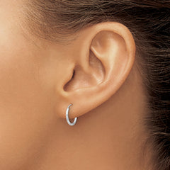 14K White Gold Endless Hoop Earrings with Polished Rhodium Finish Elegant Design