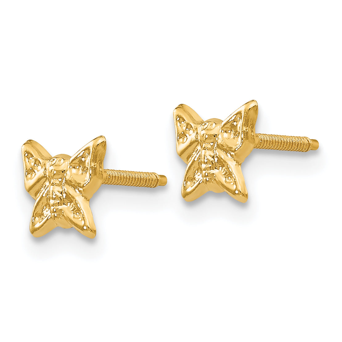 14K Gold Polished Butterfly Earrings with Screwback Solid & Nickel Free Secondary image