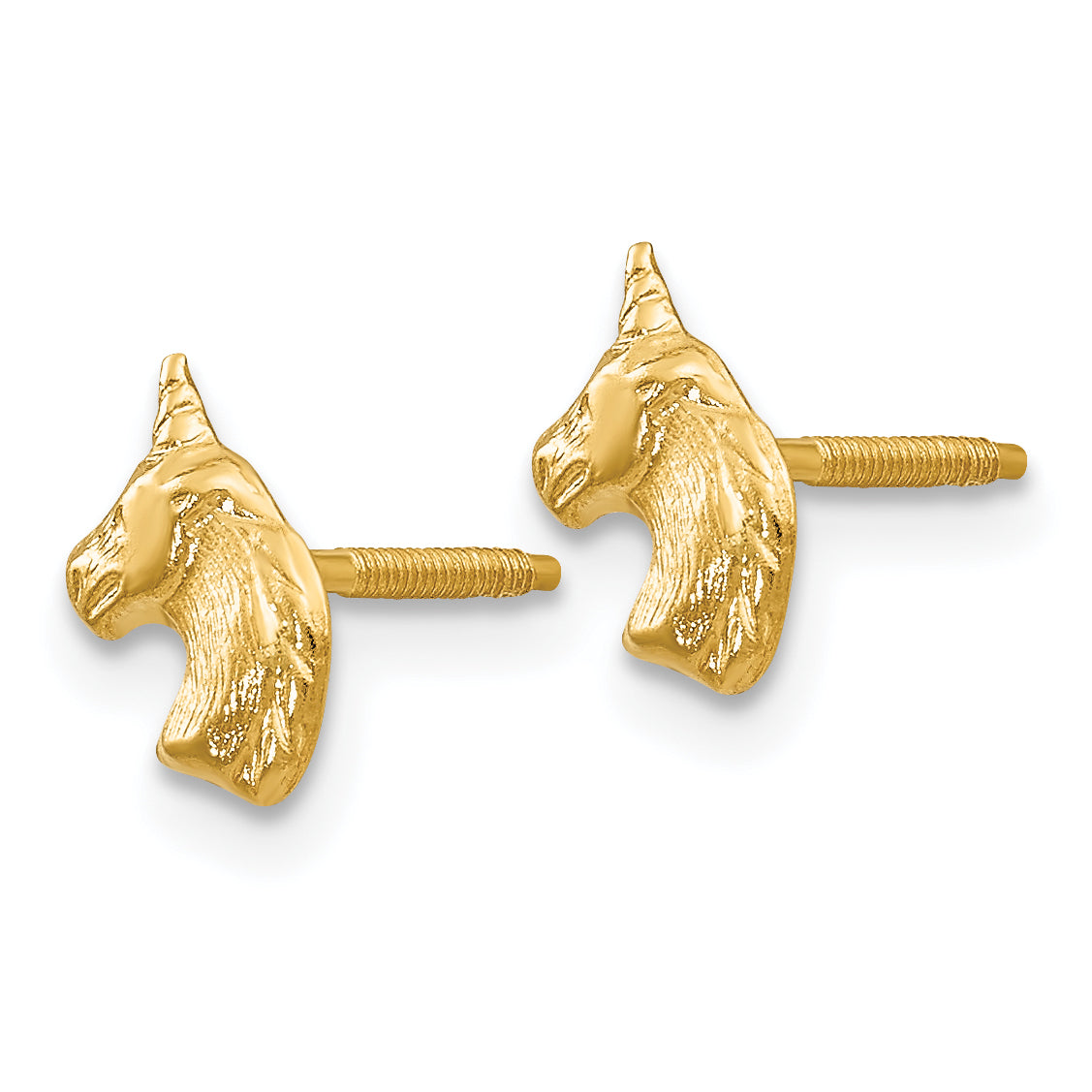14K Gold Unicorn Post Earrings for Women, Polished and Nickel-Free Secondary image