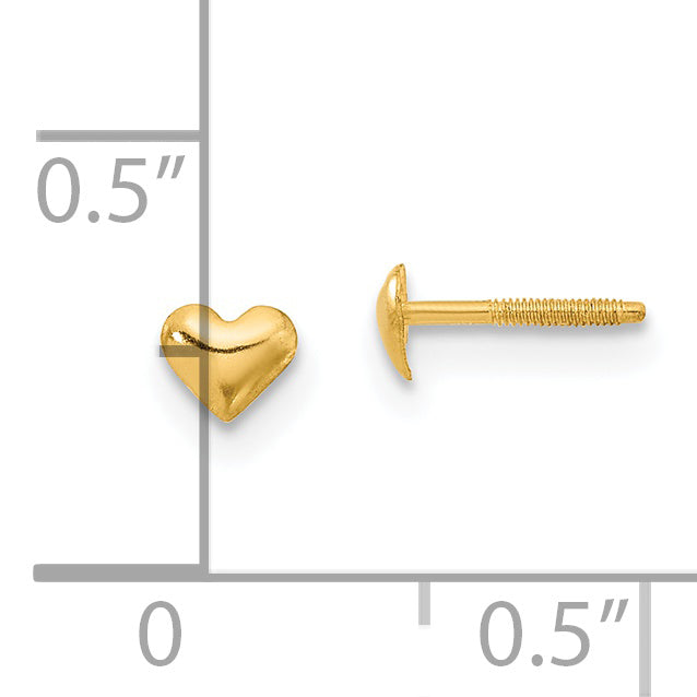 14K Gold Madi K Heart Earrings with Polished Finish and Post Back