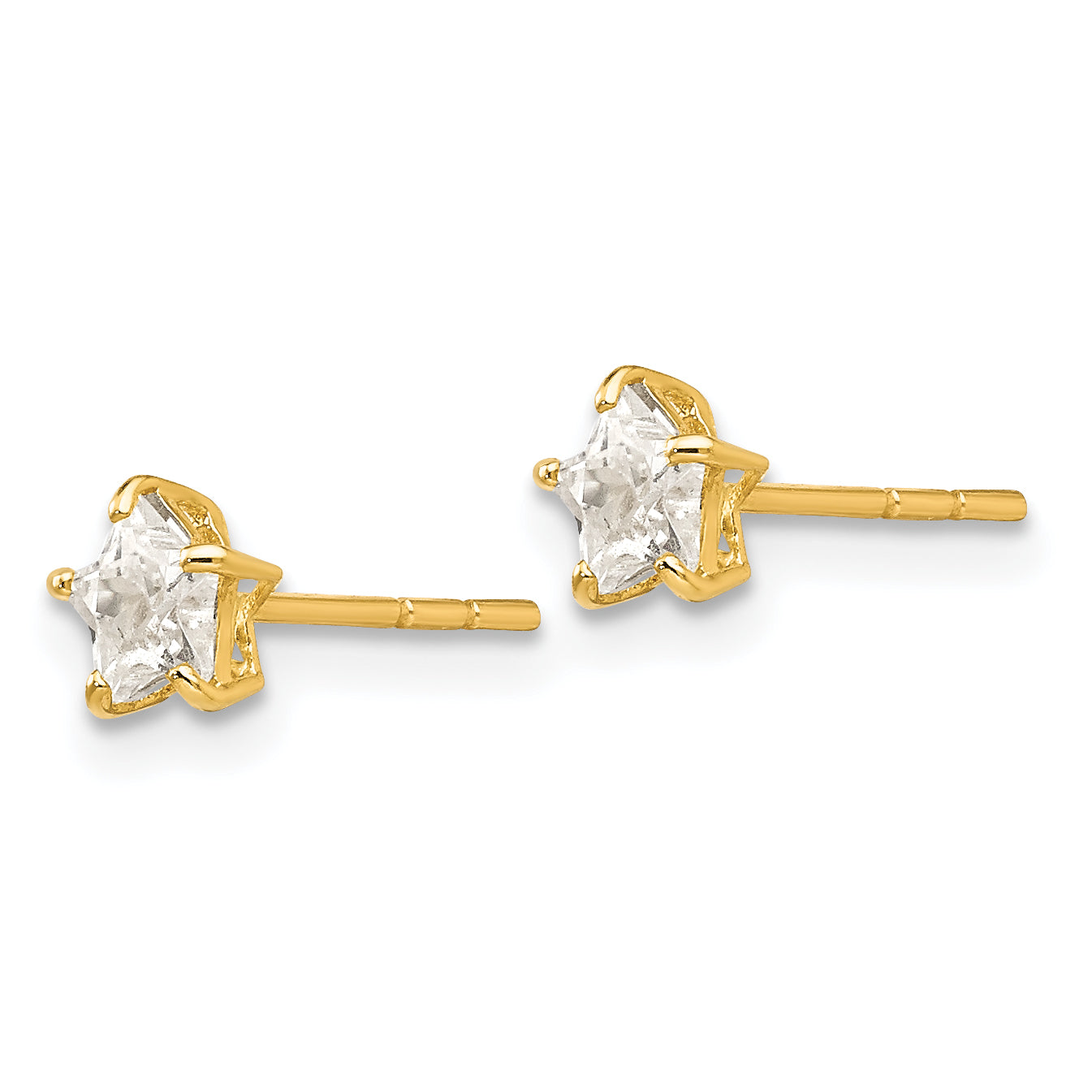 14K Gold Star Earrings with CZ Stones, Polished & Nickel-Free