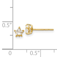 14K Gold Star Earrings with CZ Stones, Polished & Nickel-Free