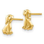14K Gold Polished Sitting Dog Earrings for Women  Nickel Free, Petite & Solid