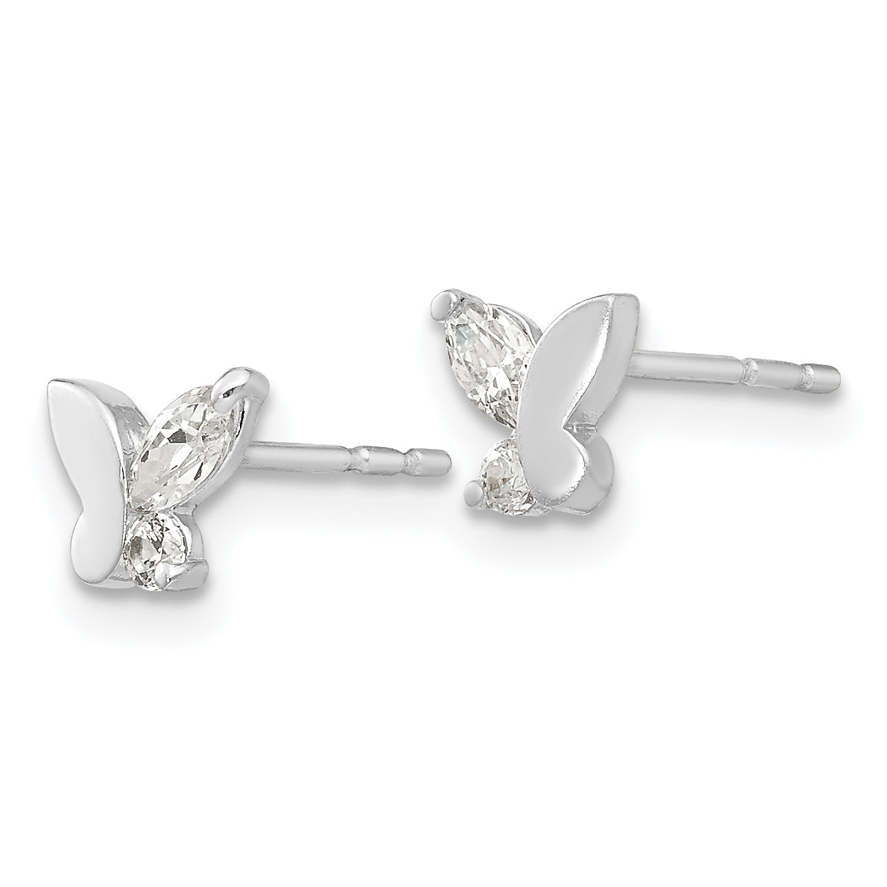 14k White Gold Madi K CZ Butterfly Post Earrings