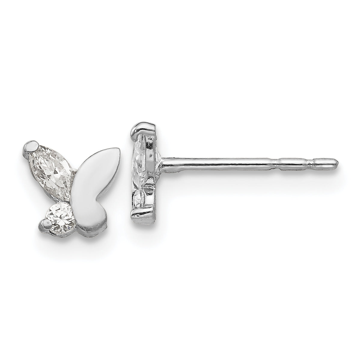14k White Gold Madi K CZ Butterfly Post Earrings Main image