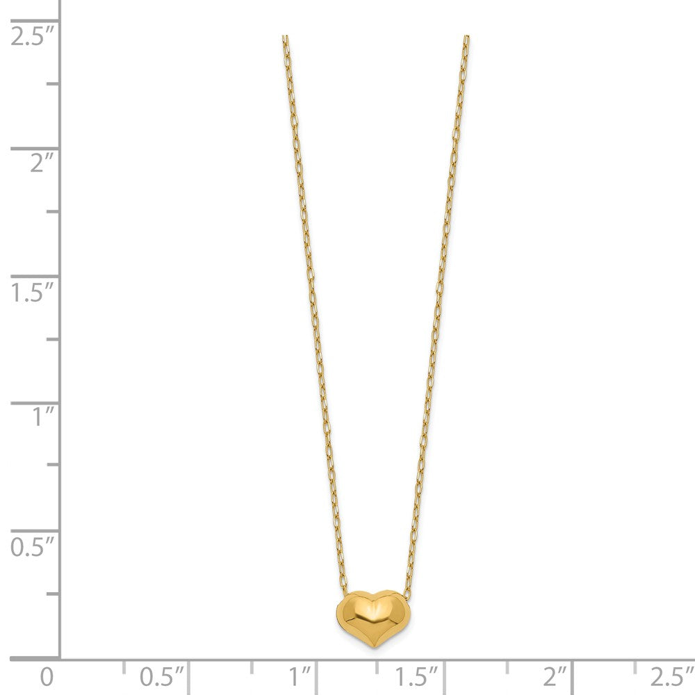 14K Gold Children's Hollow Heart Necklace with Extension Chain Secondary image