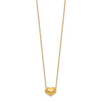 14K Gold Children's Hollow Heart Necklace with Extension Chain