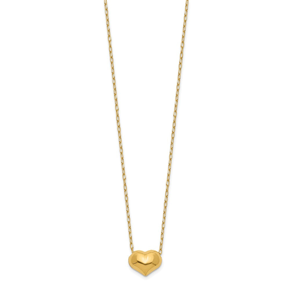 14K Gold Children's Hollow Heart Necklace with Extension Chain