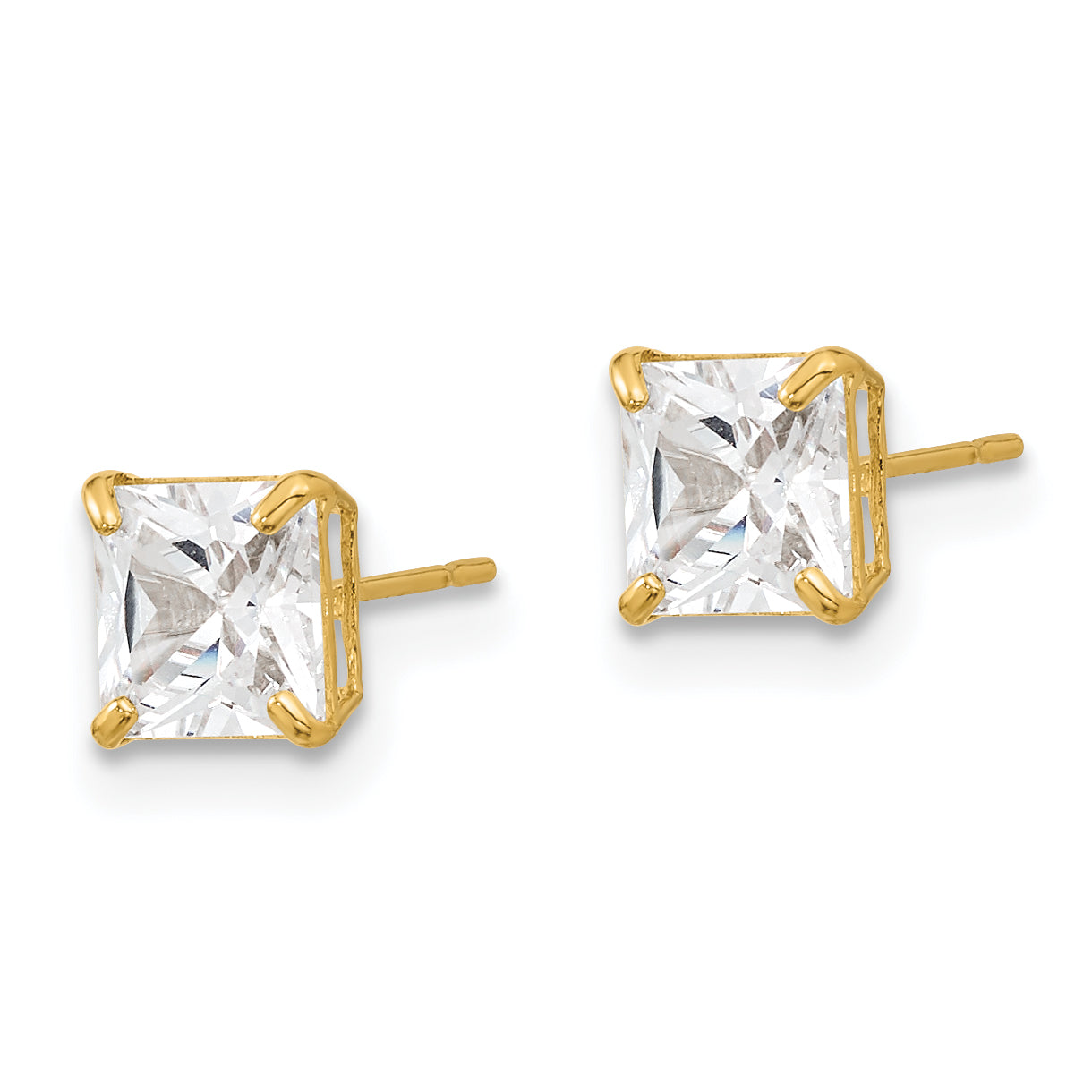 14K Gold Square CZ Stud Earrings with Polished Finish, 5mm, Nickel-Free Secondary image