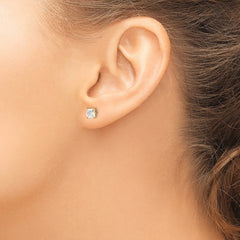 14K Gold Square CZ Stud Earrings with Polished Finish, 5mm, Nickel-Free