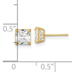 14k Madi K 5mm Square CZ Basket Set Stud Earrings