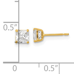 14k Madi K 4mm Square CZ Basket Set Stud Earrings