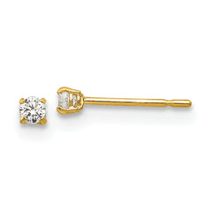 14k Madi K 2mm Round CZ Basket Set Stud Earrings