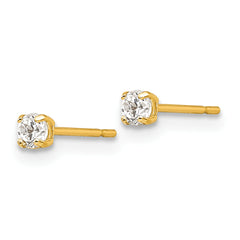 14K Gold Round CZ Stud Earrings with Polished Finish  Elegant & Nickel-Free