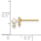 14K Gold Children's CZ Stud Earrings with Polished Finish, Nickel-Free