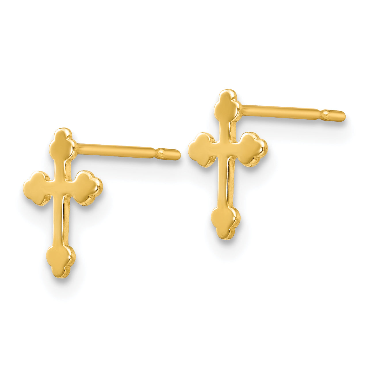 14K Gold Children's Cross Post Earrings with Polished Finish Nickel Free Secondary image