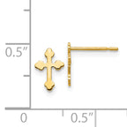 14K Gold Children's Cross Post Earrings with Polished Finish Nickel Free