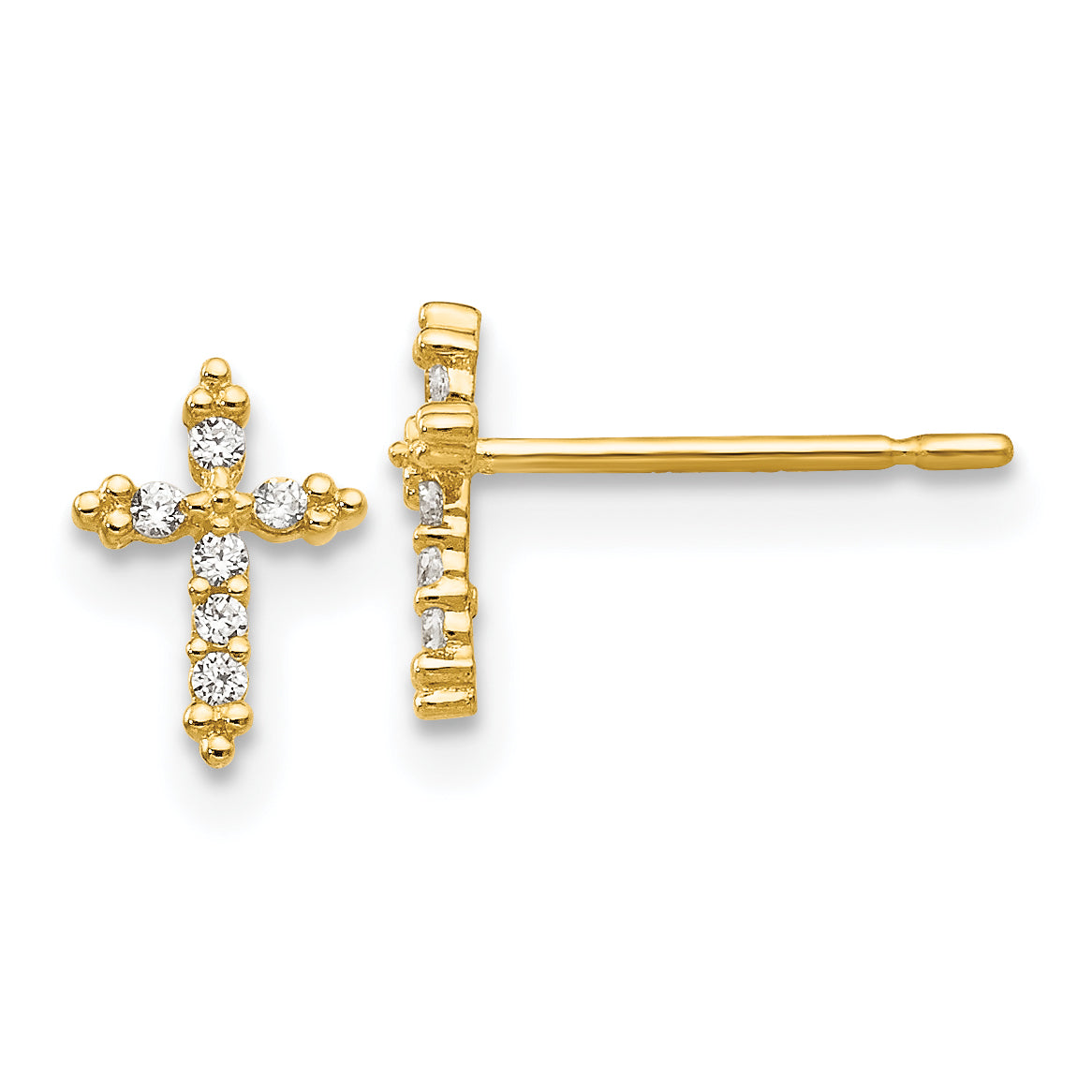 14k Madi K CZ Children's Cross Post Earrings Main image