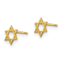 14K Gold Children's Star of David Earrings, Polished Nickel-Free Design