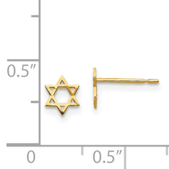 14K Gold Children's Star of David Earrings, Polished Nickel-Free Design
