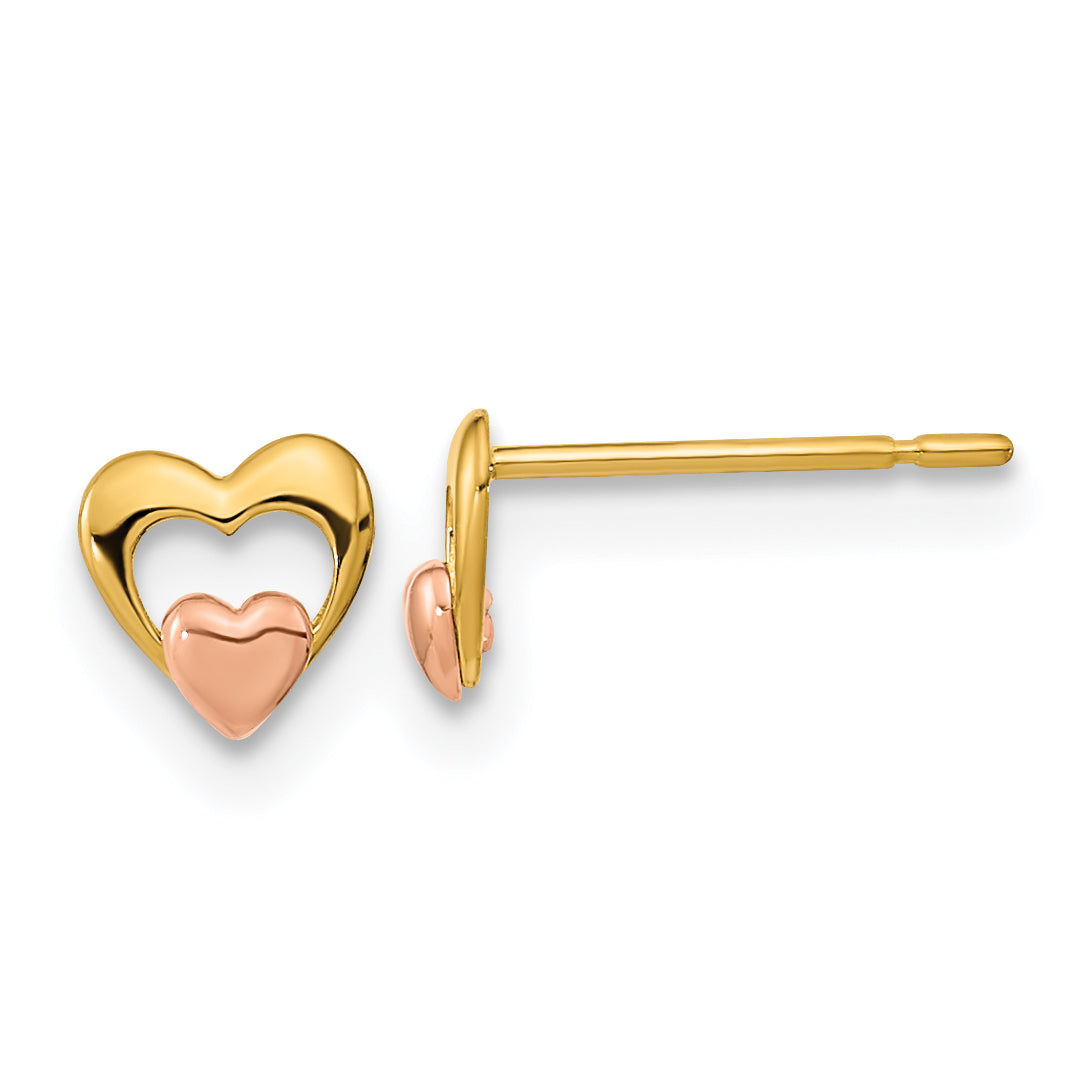 14k Yellow & Rose Gold Madi K Children's Heart Post Earrings Main image