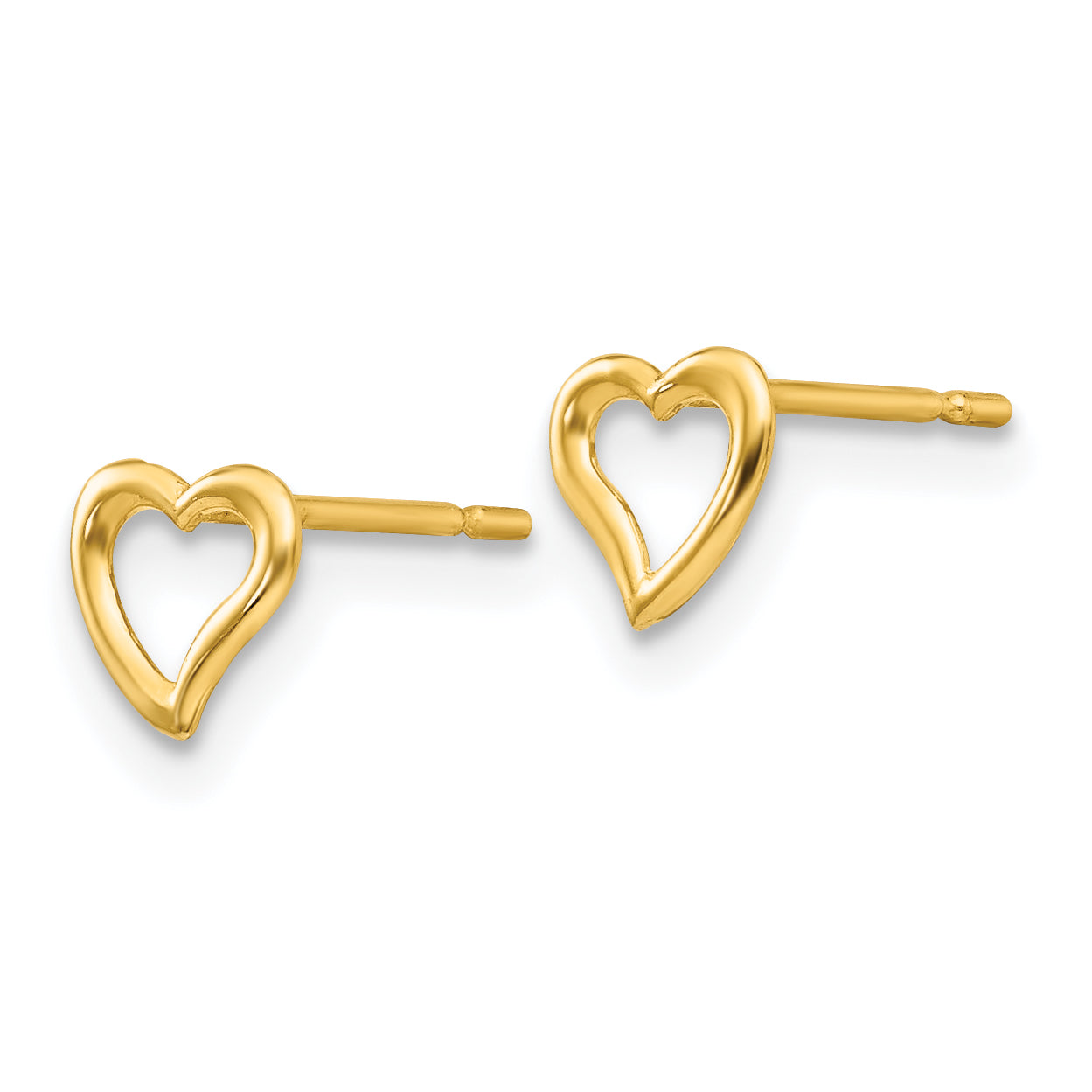 14k Gold Children's Heart Earrings with Polished Finish and Nickel-Free Design Secondary image