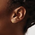 14K Gold Children's Heart Earrings with Polished Finish and Silicone Back