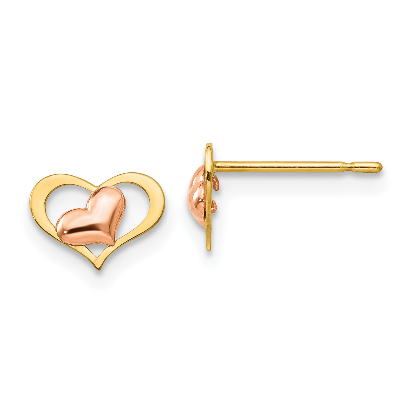 14k Yellow & Rose Gold Madi K Children's Heart Post Earrings Main image