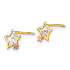 14k Yellow & Rose Gold Madi K CZ Children's Star Post Earrings