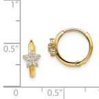 14K Gold Children's Flower Hoop Earrings with CZ Stones, Polished Finish