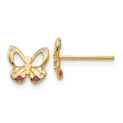 14k Madi K CZ Children's Butterfly Post Earrings