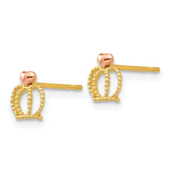 14k Yellow & Rose Madi K Gold Children's Crown Post Earrings