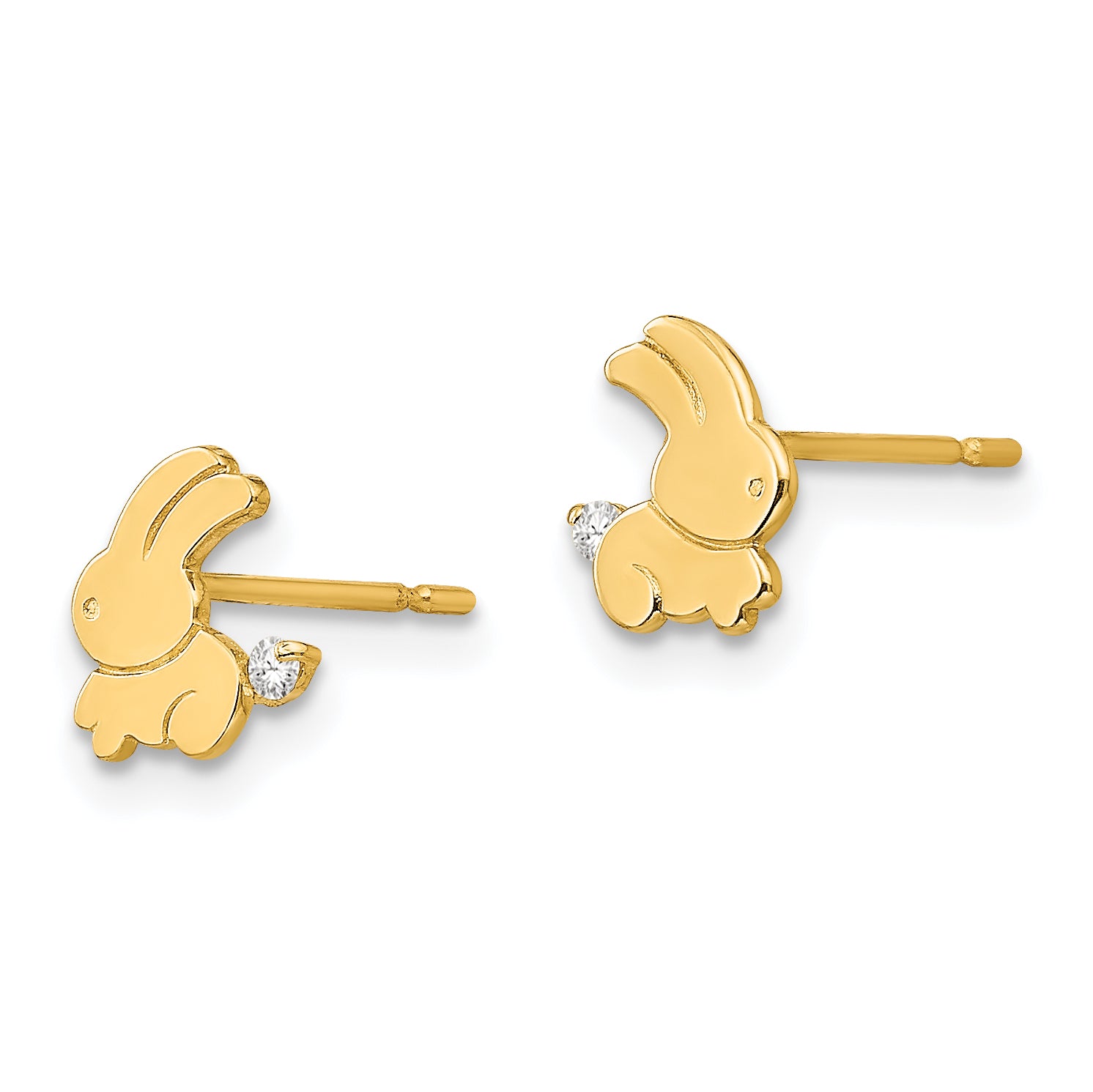 14k Madi K CZ Children's Bunny Post Earrings Secondary image