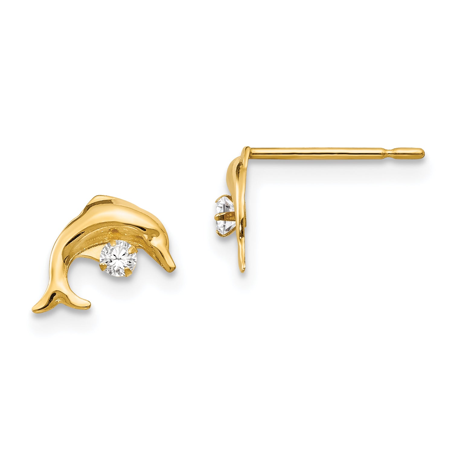 14k Madi K CZ Children's Dolphin Post Earrings Main image